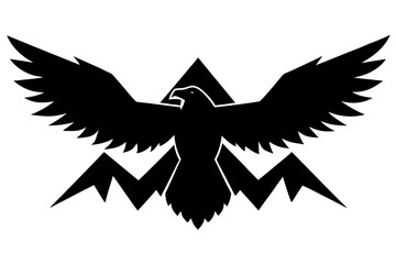 Eagle flying over mountain peaks abstract silhouette vector illustration