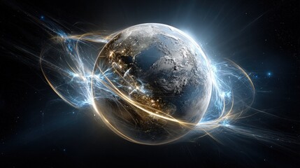 Celestial sphere with luminous energy fields.