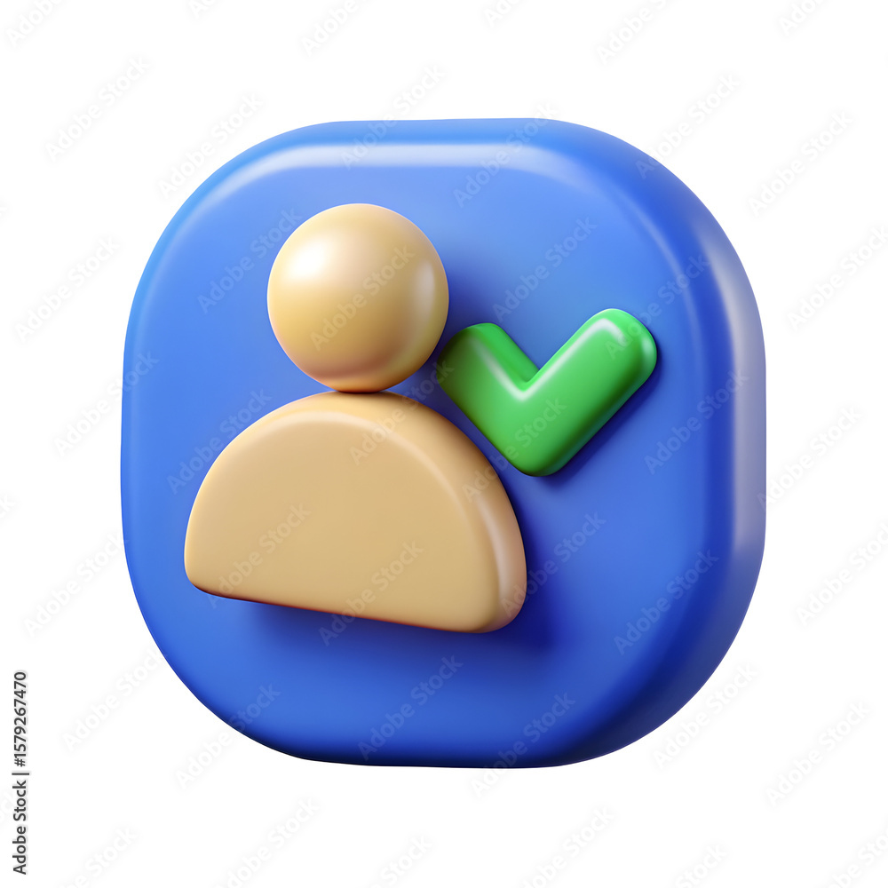 Poster user approved checkmark icon isolated on a transparent background