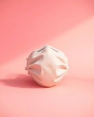 Protective face mask in the soft light against a pink pastel backdrop