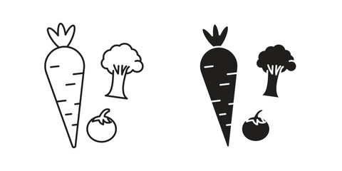 Obraz premium Vegetable icon outline and solid vector sign, linear pictograms
