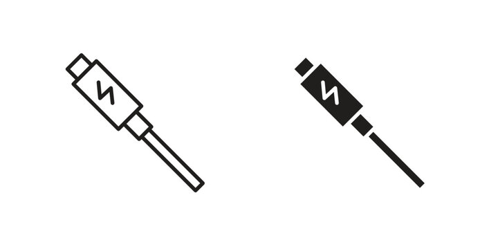 USB type c icon outline and solid vector sign, linear pictograms