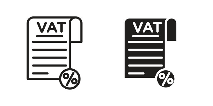 Value added tax VAT icon outline and solid vector sign, linear pictograms