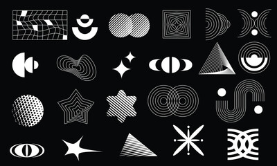 Abstract minimal element mid century modern vector set. Aesthetic contemporary stripe line art, geometric shape in monochrome. Art form design for wall art, decoration.