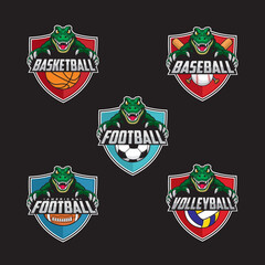 sports club logo set crocodile vector illustration design