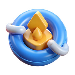 Blue ring yellow drop geometric icon isolated on a transparent background