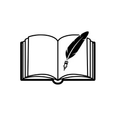 Open Book and Feather Pen – Writing and Knowledge Icon