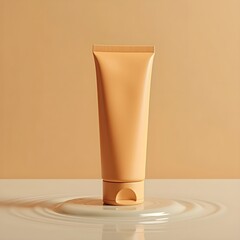 Premium Cosmetic Presentation: Warm-Toned Tube with Natural Reflections