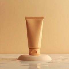 Modern Beauty Product Shot: Monochrome Tube in Serene Aquatic Setting