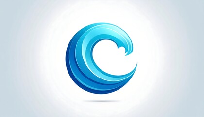 Naklejka premium Abstract blue wave logo on light background