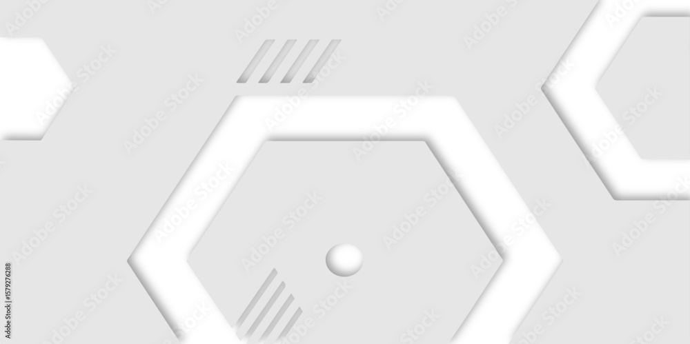Poster white abstract design featuring geometric shapes and circles in a symmetrical arrangement design fea