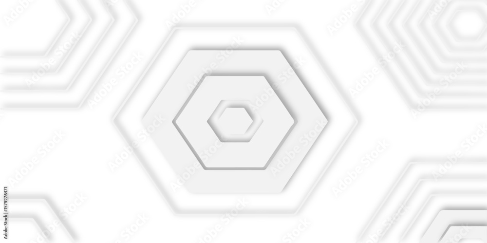 Aufkleber White background with concentric hexagonal shapes creating a modern and minimalist design pattern element.