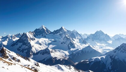 Snowy mountain range panorama (2)