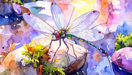 Mayfly rests on rock, delicate art piece