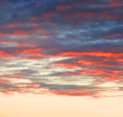 Bright clouds in the evening sky