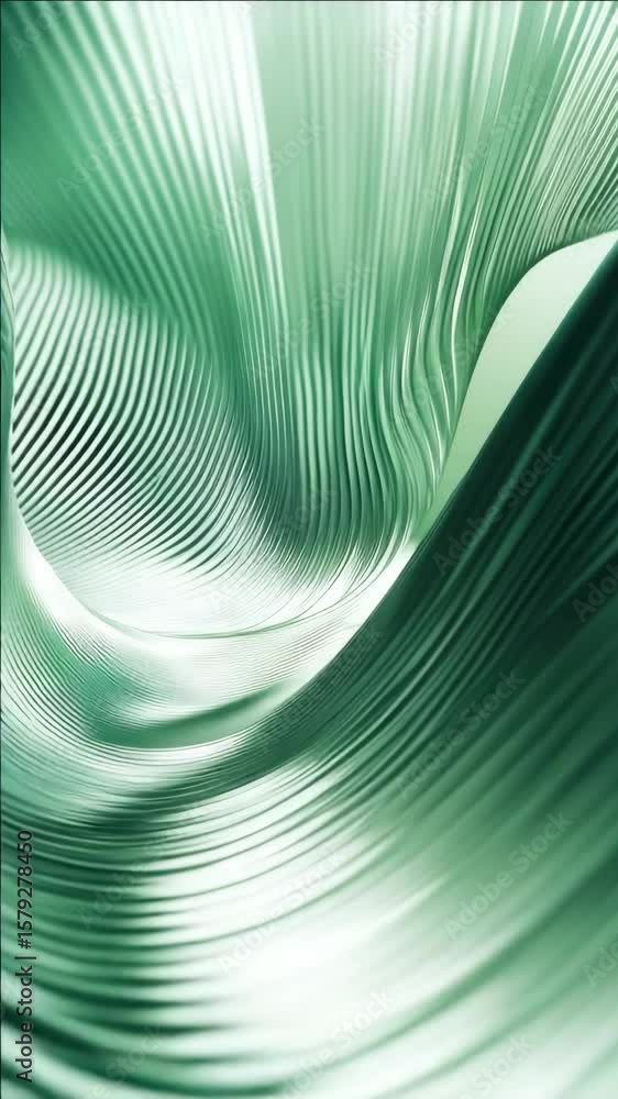 Poster abstract green and brown artificial vines with curved lines flowing through them, creating a modern 