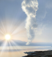 A pillar of cloud leads the Jewish people across the desert across the sea