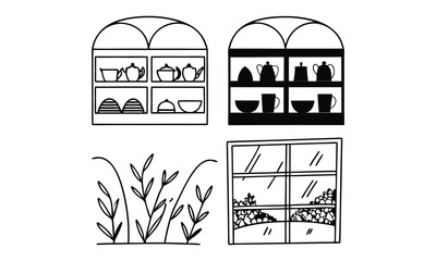 Collection of stylized coffee and tea emblems, perfect for branding.