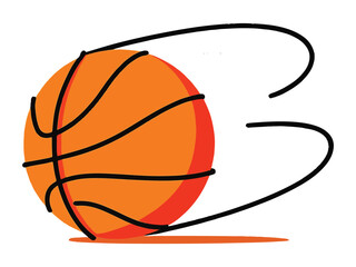Orange basketball with black lines and motion streaks vector