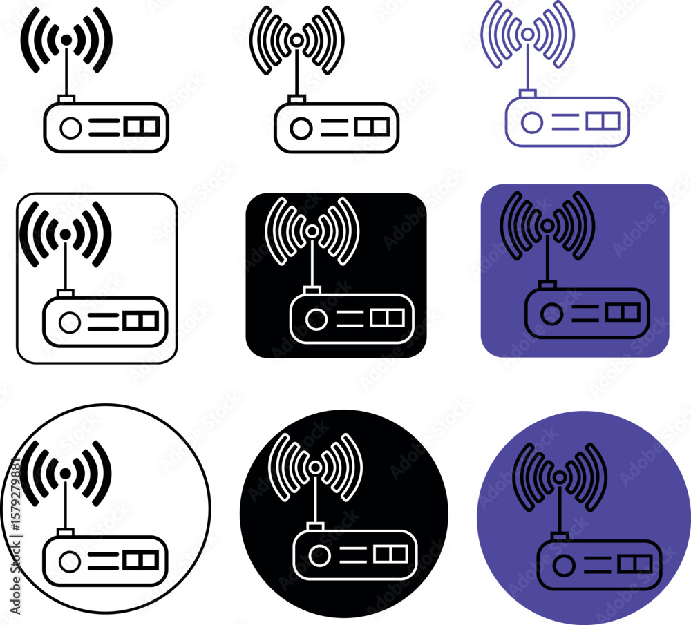 Aufkleber shapes of a router in different variations