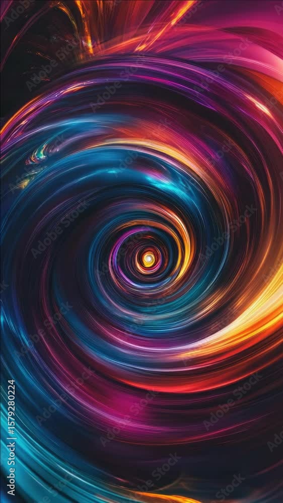 Poster colorful swirling concentric circles creating a sense of depth