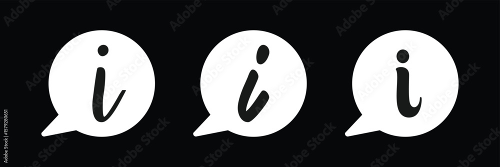 Poster info icons set. info button. black bubbles pointers information info signs.
