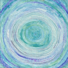 Concentric Watercolor Circles in Aqua Blue. Energy Waves in Circular Design. Abstract Ripple Pattern in Cool Soothing Tones. Spiritual Vibration Pattern. Meditation Symbol with Turquoise Spiral Lines