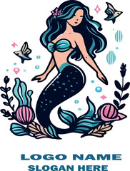 Mermaid logo icon vector .