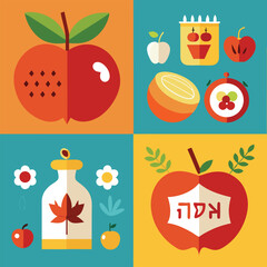 A vibrant vector set of diverse fruit icons, including apples and cherries, perfect for healthy food and nature-inspired designs
