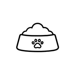 Essential pet food bowl icon, symbolizing care & nutrition. Clean vector for animal services.