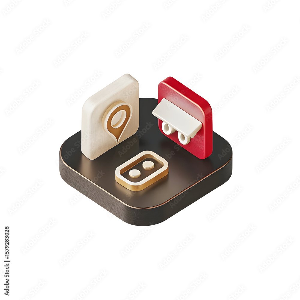 Poster location store button icons isolated on a transparent background