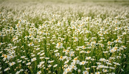 Fototapeta premium Dense field of delicate white wildflowers forming a continuous carpet, tiny flowers, spring
