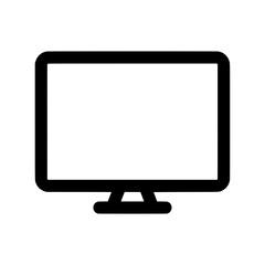 Fototapeta premium A simple bold outline icon illustration of a computer monitor or television screen with a blank display. 