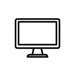 A simple bold outline icon illustration of a computer monitor or television screen with a blank display. 