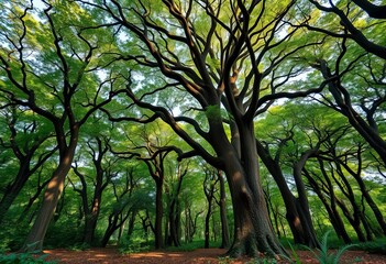 Intricate tree canopy wallpaper mural, forest scene,  image,  botanical