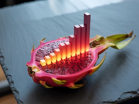 Dragon fruit with rising bar chart food healthy - Powered by Adobe