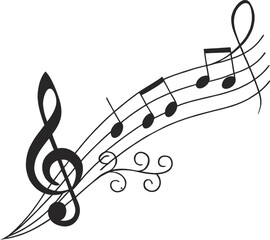 Treble clef and music notes vector illustration for artistic melody design