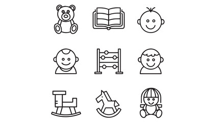 Kindergarten line icon set
