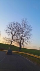 driving on the road in autumn