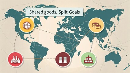Global Supply Chain Concept Map with Goods and Distribution Points