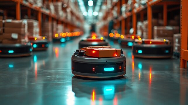 Autonomous Robots Transporting Packages in Warehouse Environment