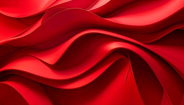 Abstract close-up of deep red, wavy, overlapping sculpted panels