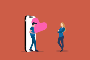 Valentine's Day couple gift love. Virtual dating
