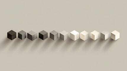 Cubes arranged in linear sequence separated by equal voids