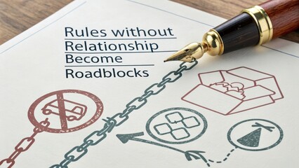 Fototapeta premium Rules without Relationship Become Roadblocks in Business Communication