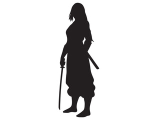 FEMALE NINJA CHARACTER SILHOUETTE