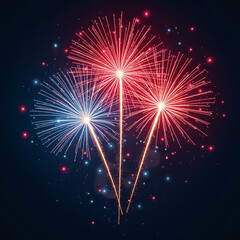 Colorful Fireworks Display, Night Sky Celebration