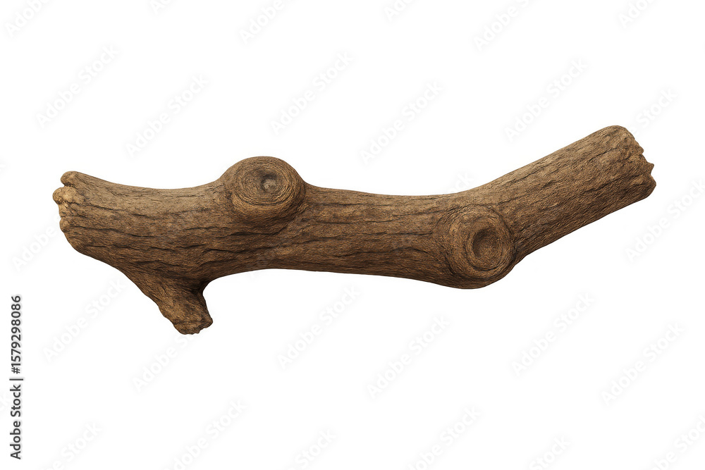 Poster photorealistic 3d rendering showing weathered tree branch, isolated on transparent background, ideal