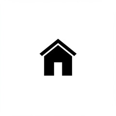 Fototapeta premium Simple black house icon with a white door on a white background