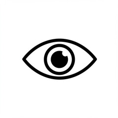 Simple black and white icon of an open eye with a pupil and iris